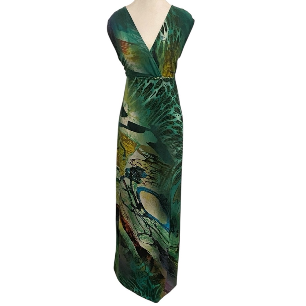 Cartise Green Patterned Shortsleeved Maxi Dress US 10
